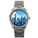 City Building Blue Sky Sport Metal Watch Front