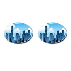 City Building Blue Sky Cufflinks (oval)