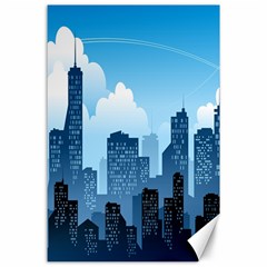 City Building Blue Sky Canvas 24  X 36 