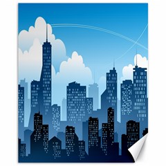 City Building Blue Sky Canvas 11  X 14   by Mariart