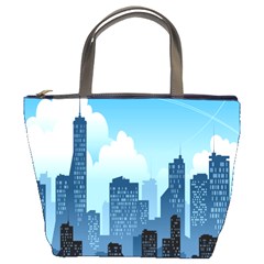 City Building Blue Sky Bucket Bags