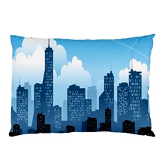 City Building Blue Sky Pillow Case by Mariart