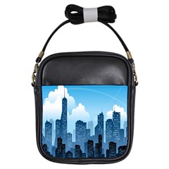 City Building Blue Sky Girls Sling Bags