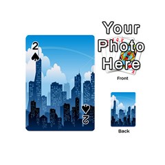 City Building Blue Sky Playing Cards 54 (mini)  by Mariart