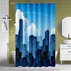 City Building Blue Sky Shower Curtain 48  X 72  (small) 