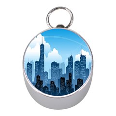 City Building Blue Sky Mini Silver Compasses by Mariart