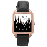 City History Speedrunning Rose Gold Leather Watch  Front