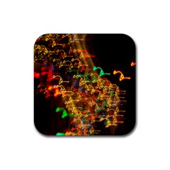 Christmas Tree Light Color Night Rubber Coaster (square)  by Mariart