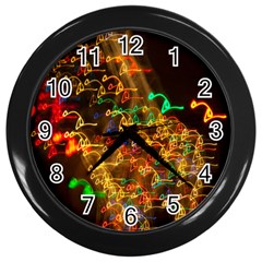 Christmas Tree Light Color Night Wall Clocks (black) by Mariart