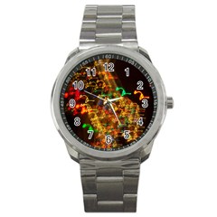 Christmas Tree Light Color Night Sport Metal Watch by Mariart