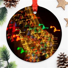 Christmas Tree Light Color Night Round Ornament (two Sides)