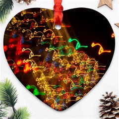 Christmas Tree Light Color Night Heart Ornament (two Sides)