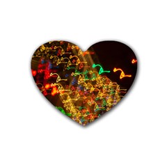 Christmas Tree Light Color Night Heart Coaster (4 Pack)  by Mariart