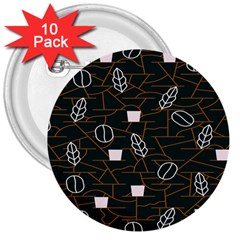 Espresso Cofee Glass Line Chevron 3  Buttons (10 Pack) 