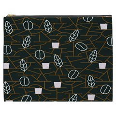 Espresso Cofee Glass Line Chevron Cosmetic Bag (xxxl)  by Mariart