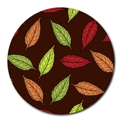 Autumn Leaves Pattern Round Mousepads by Mariart