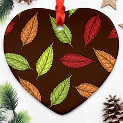 Autumn Leaves Pattern Ornament (heart) by Mariart