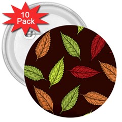 Autumn Leaves Pattern 3  Buttons (10 Pack)  by Mariart