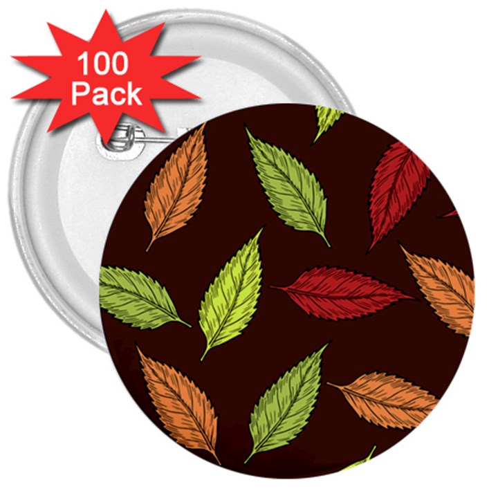 Autumn Leaves Pattern 3  Buttons (100 pack) 