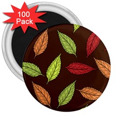 Autumn Leaves Pattern 3  Magnets (100 Pack)