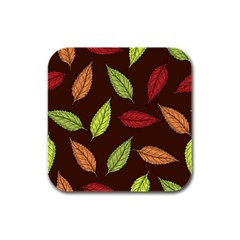 Autumn Leaves Pattern Rubber Square Coaster (4 Pack) 