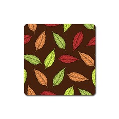 Autumn Leaves Pattern Square Magnet by Mariart