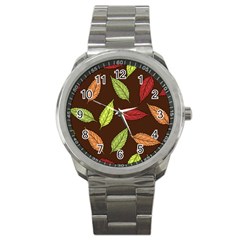 Autumn Leaves Pattern Sport Metal Watch