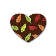 Autumn Leaves Pattern Rubber Coaster (heart) 