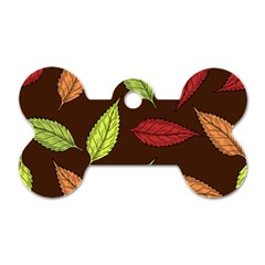 Autumn Leaves Pattern Dog Tag Bone (one Side)