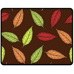 Autumn Leaves Pattern Double Sided Fleece Blanket (medium)  by Mariart