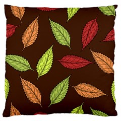 Autumn Leaves Pattern Large Flano Cushion Case (one Side) by Mariart