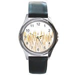 Wheat Plants Round Metal Watch Front