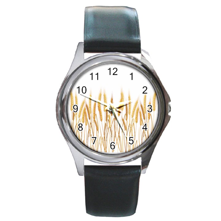 Wheat Plants Round Metal Watch