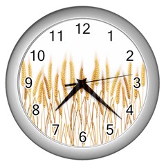 Wheat Plants Wall Clocks (silver)  by Mariart