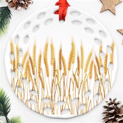 Wheat Plants Round Filigree Ornament (two Sides) by Mariart