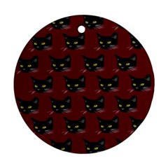 Face Cat Animals Red Ornament (round) by Mariart