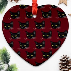 Face Cat Animals Red Ornament (heart)