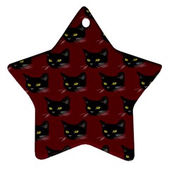 Face Cat Animals Red Ornament (star) by Mariart