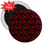 Face Cat Animals Red 3  Magnets (10 pack)  Front