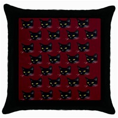 Face Cat Animals Red Throw Pillow Case (black) by Mariart