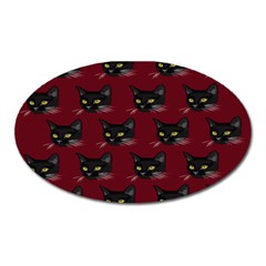 Face Cat Animals Red Oval Magnet