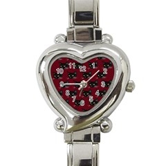 Face Cat Animals Red Heart Italian Charm Watch by Mariart