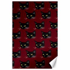 Face Cat Animals Red Canvas 24  X 36  by Mariart