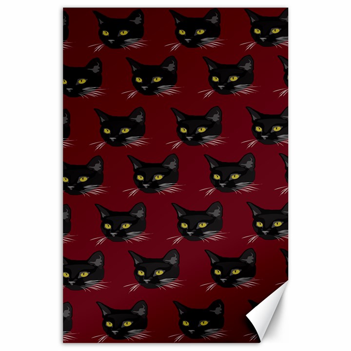 Face Cat Animals Red Canvas 24  x 36 