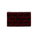 Face Cat Animals Red Cosmetic Bag (Small)  Front