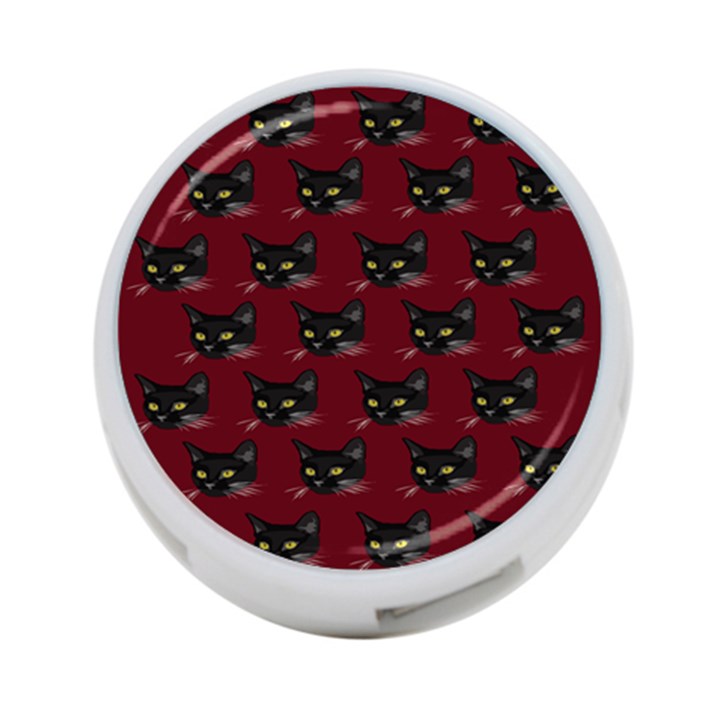 Face Cat Animals Red 4-Port USB Hub (One Side)