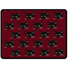 Face Cat Animals Red Fleece Blanket (large) 