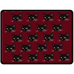 Face Cat Animals Red Fleece Blanket (Large)  80 x60  Blanket Front