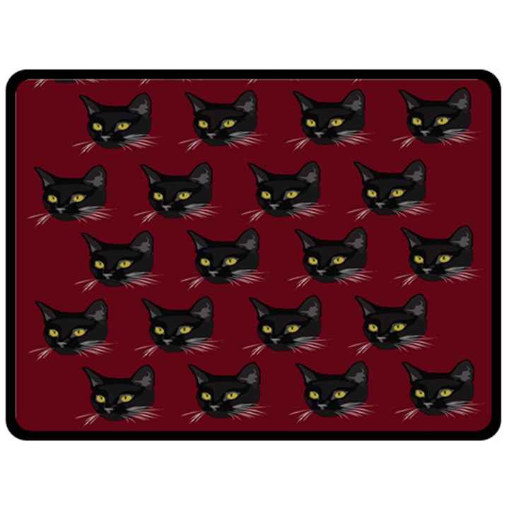 Face Cat Animals Red Fleece Blanket (Large) 