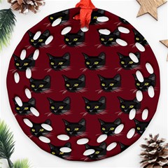 Face Cat Animals Red Ornament (round Filigree)